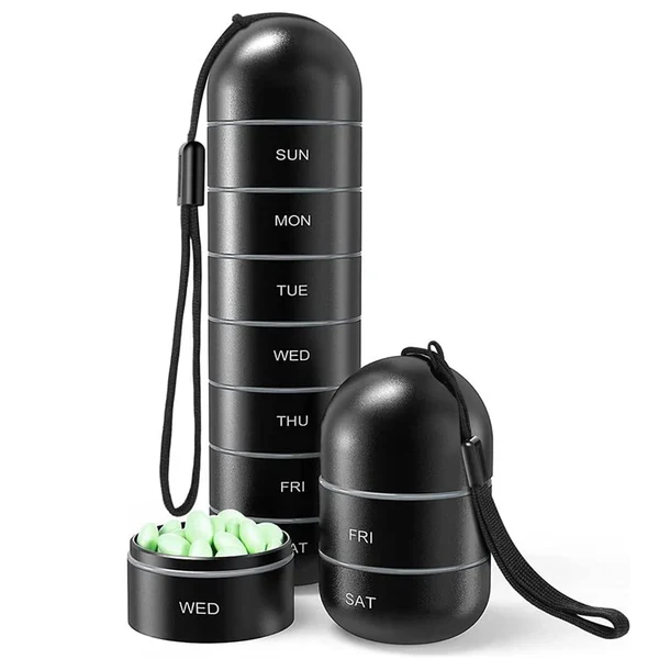 Aluminum Pill Organizer – 7 Days Travel Pill Case with Compartments