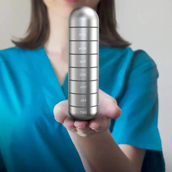 Aluminum Pill Organizer – 7 Days Travel Pill Case with Compartments