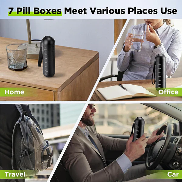 Aluminum Pill Organizer – 7 Days Travel Pill Case with Compartments