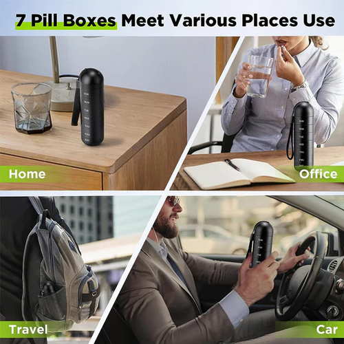 Aluminum Pill Organizer – 7 Days Travel Pill Case with Compartments