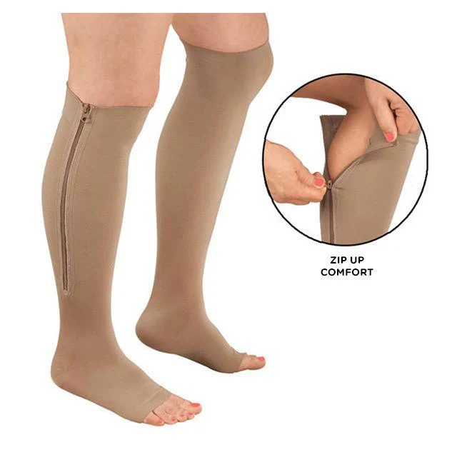 Easy Wear Zipper Compression Socks. 20-30 mmHg Firm Support