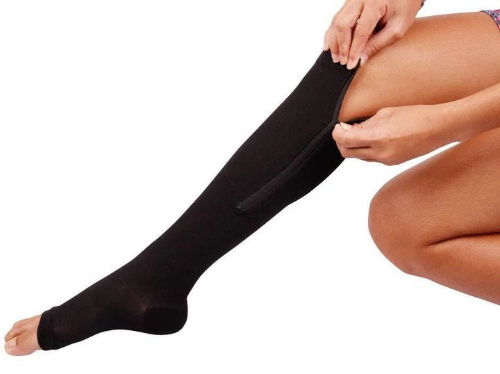 Easy Wear Zipper Compression Socks. 20-30 mmHg Firm Support