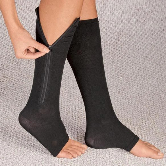 Easy Wear Zipper Compression Socks. 20-30 mmHg Firm Support