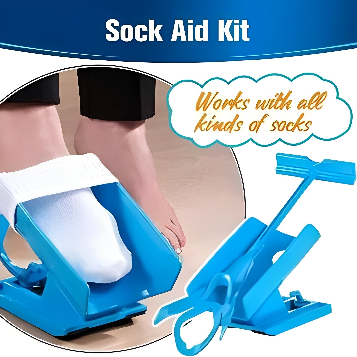 Compression Stocking Sock Aid with Long Handle for Dressing Assistance