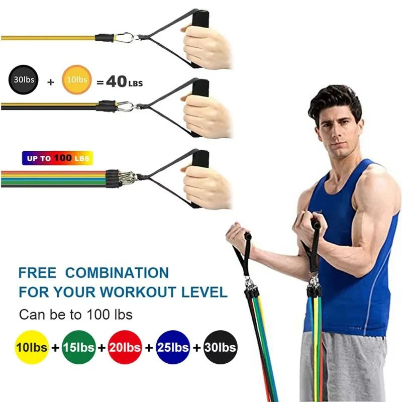 11 Piece Resistance Band Set for Home Workouts and Strength Training