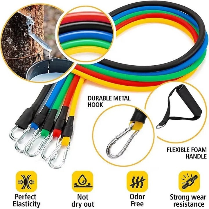 11 Piece Resistance Band Set for Home Workouts and Strength Training